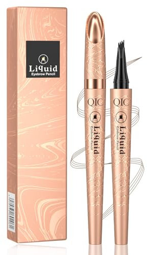 EONFAVE 3D Microblading Augenbrauenstift, 2024 Neuest Wasserdichter Magischer Augenbrauenstift, Flüssiger Eyebrow Pencil mit 4 Gabelspitzen, Lang Anhaltend, Glatt, Schnell Trocknend(1#Hellbraun)
