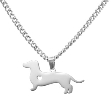 TEAMER Niedliche Herz Dackel Halskette Wurst Hund Anhänger Edelstahl Dackel Liebhaber Haustier Tierschmuck Für Frauen Männer