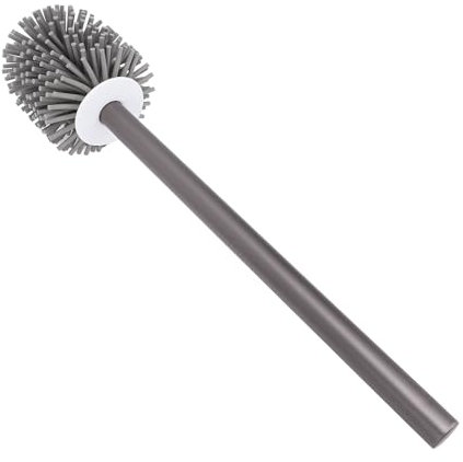 Escobilla de baño con mango largo y soporte de almacenamiento montado en la pared, de aleación de aluminio, para uso doméstico y de baño, color gris