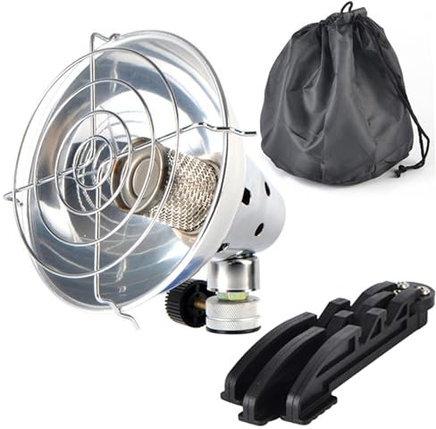 Réfonce de butane portable, chauffage à gaz avec soupape de commande, base pliable et sac de rangement chauffage de tente extérieure pour le camping, la pêche à la glace, le garage, le réchauffeur de
