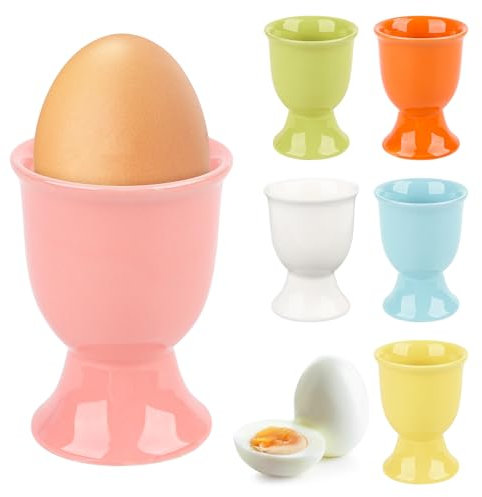 6 Stück Eierbecher Set, Eierhalter Eierständer Porzellan aus Keramik, Eierständer für das Frühstücksei beim Brunch & Buffet - Hart und Weichgekochten Eiern