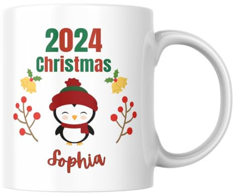 Personalised Christmas Mug, Penguin Coffee Mug, 2024 Christmas Mug, Festive Xmas Cup, Hot Chocolate Mug, Christmas Favors Gift, Christmas Cracker Gifts