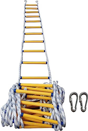 VNGBFGDFVN Échelle de Corde d'évacuation d'urgence en Cas d'incendie avec Crochet Échelle de Corde de sécurité Ignifuge à déploiement Rapide, échelle de Corde Facile à Utiliser