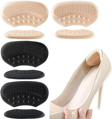 WOLMIK 4 Paar Fersenpolster, Fersenschutz für Schuhe, Fersenpolster FüR Zu GroßE Schuhe, Fersenschuhpolster für Damen Herren Fersengriff für Schuhe, Dicke Schuheinlagen Fersenpads - 3 mm & 6 mm