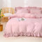 Nayoroom Bettwäsche 135x200 Rüschen Rosa Mädchen Kuschelige Bettbezug Set 2teilig Niedliche Altrosa Romantisch Ruffle Aesthetic Renforce Mikrofaser Deckenbezug und Kissenbezug 80x80 Reißverschluss