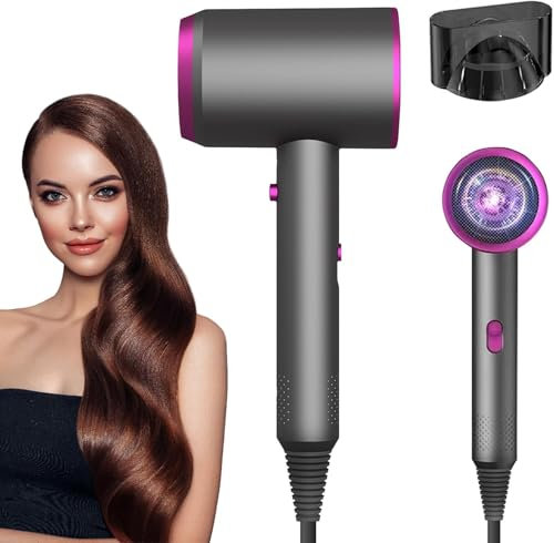 ONENESS 369 Secador de pelo iónico profesional, control de temperatura de 3 velocidades, botón de enfriamiento auxiliar, secado rápido, concentrador, para peluquería, viajes y hogar,