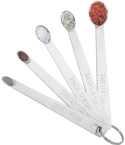 5PCS Small Measuring Spoons Set - Cuttte Stainless Steel Tiny Measuring Spoons for Cooking Baking, 1/4 TSP, 1/8 TSP, 1/16 TSP, 1/32 TSP, 1/64 TSP, Teaspoon Mini Measuring Spoons for Powders, Spices