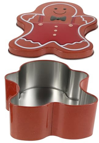 Abaodam Lebkuchenmann-blechdose Popcorndosen Leer Süßigkeitenbehälter Mit Deckel Lebkuchenplatte Geburtstagskuchenform Süßigkeiten Dosen Leere Popcorndosen Lebkuchenmann-kekse Weißblech