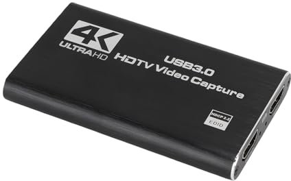 4K HDMI -Capture -Karte mit Loop Out, USB 3.0 Video Capture Device 1080p 60fps für Streaming, PC, Plug Play -Spielaufnahmekarte, Aluminium -Legierungs -Wärme -Dissipationsdesign
