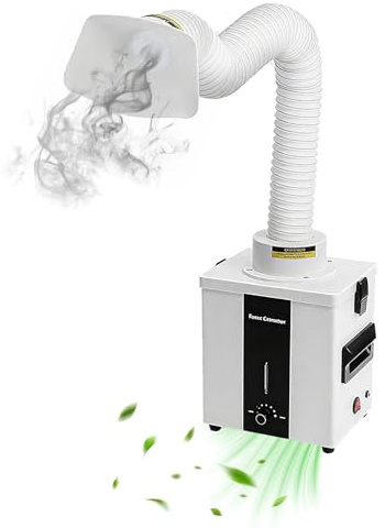 YUZINO Fume Extractor, Powerful 50W Suction 168 M³/H Extractor Fan Filters for 110V to 240V, Mute Solder Fume Extractor with 3-Stage Filtration System for Laser Welding Smoke Absorption