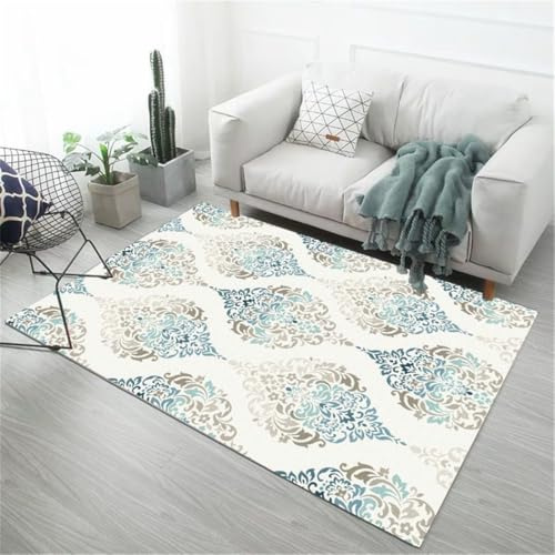 RUGMRZ Deko Terasse Moderne Minimalistische rutschfeste Geometrie Teppich Bett Mehrfarbig Unter Esstisch Rutschmatte 300X400CM