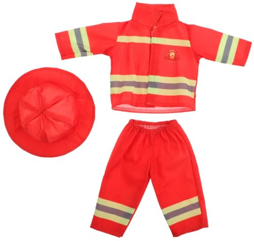 Didiseaon Feuerwehrmann Kostüm für Puppen Realistisches Feuerwehr Outfit mit Helm Langlebige Materialien für Mädchen Puppen Einzigartiges Rollenspiel Zubehör