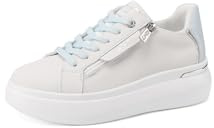 QUEEN HELENA Sneakers in Vera Pelle Scarpe da Ginnastica Platform Casual Donna QH9003 (QH9001 Bianco e Blu, Sistema Taglie Calzature EU, Adulto, Donna, Numero, Media, 39)