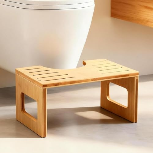 Zedelmaier Toilettenhocker aus Bambus, 20 cm hoch – Fester und Ultra-Stabiler WC-Hocker für den täglichen Gebrauch, mit rutschfesten Füßen und 35° Neigung zur Vorbeugung von Verstopfung.