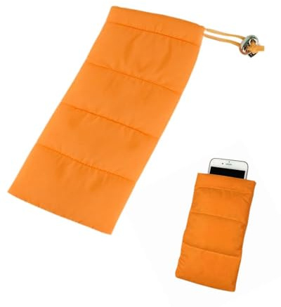 HUVZOR Thermo Handyhülle Tasche Universal Daunen Pouch Handysocke Weihnachten Geschenke für Smartphones Handy kompatibel iPhone 14 13 12Plus X, Samsung Galaxy (Orange)
