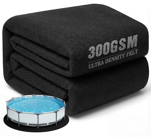 UIRWAY Tapis de piscine rond 319 cm, [2026 Nouveau tapis de piscine 300 g/m² plus épais] Tapis de fond de piscine prédécoupé, bâche de sol pour piscine hors sol, protection de sol, doublure, support