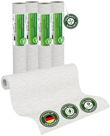 Veluxis Vliestapete 4er-Set GRANDIOSO Putzstruktur – 15,00 m × 0,53 m | moderne Alternative zur Raufasertapete, Strukturtapete Putzstruktur, überstreichbar, atmungsaktiv, Made in Germany