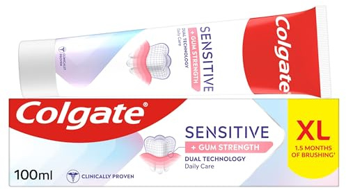 Colgate Sensitive & Gum Strength Toothpaste, 100ml | Toothpaste with Clinically Proven Flouride Formula to Help Fight Bacterial Plaque