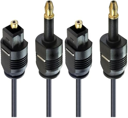 PremiumCord Cable de audio óptico mini Toslink de 3,5 mm a Toslink, 1 m, macho a macho, cable digital para sistema estéreo HiFi Soundbar TV, audio HQ, chapado en oro, color negro de 1 m (Paquete de 2)
