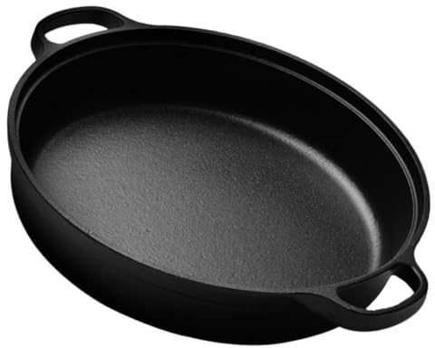 VILLCASE Sartén de Hierro Fundido Olla Redonda sin Revestimiento Asas Ergonómicas y Calentamiento Rápido Práctica para Cocina Japonesa y Uso Hogar
