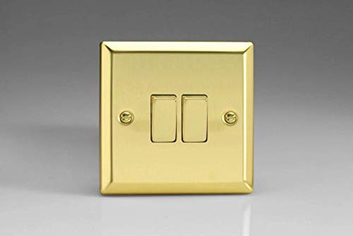 Varilight XV2D Rocker Switches Chrome 2 Gang Victorian Brass