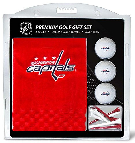 Team Golf NHL Washington Capitals Embroidered Golf Towel, 3 Golf Ball, and Golf Tee Set Gift Set Embroidered Golf Towel, 3 Golf Balls, and 14 Golf Tees 2-3/4 Regulation, Tri-Fold Towel 16 x 22 & 100% Cotton