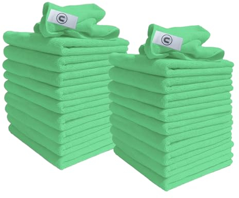 DCS Microfibre Cleaning Cloth, Green, Pack of 20, Large Size: 40x40cm. Super Soft Premium Streak Free Washable Cloth Duster for Kitchen, Bathrooms, Surfaces, Mirrors, Car, Motorbike