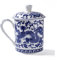 ufengke Tasse À Thé Bleue Dragon Peinte À la Main, Jingdezhen Tasse À Thé en Porcelaine Bleue et Blanche avec Couvercle, pour Cadeau, Ménage, Bureau, 500Ml