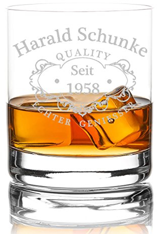 Whiskyglas Personalisiert 320 ml Trink-Glas für Whiskey, Rum und Scotch - Geschenk-Idee für Männer - Motiv-Gravur Quality Whisky