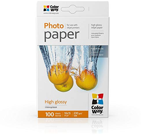 ColorWay Premium Fotopapier hochglänzend 230 g/m² 10x15 100 Blatt Sofort Trocken Wasserfest für alle Tintenstrahldrucker