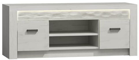 Mirjan24 TV Lowboard Indiano I-09, TV-Möbel, Fernsehtisch, TV Board, TV-Tisch, TV Schrank, TV Bank (Kraft Weiss, ohne Beleuchtung)