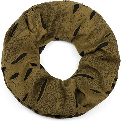 styleBREAKER Loop Schal im Destroyed Vintage used Look mit Rissen, Schlauchschal, Tuch, Unisex 01018078, Farbe:Oliv-Schwarz, Größe:Breit