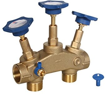 Montageblock 1IG x AG ohne Verschneidung mit Bypassfunktion sowie Probeentnahmehahn