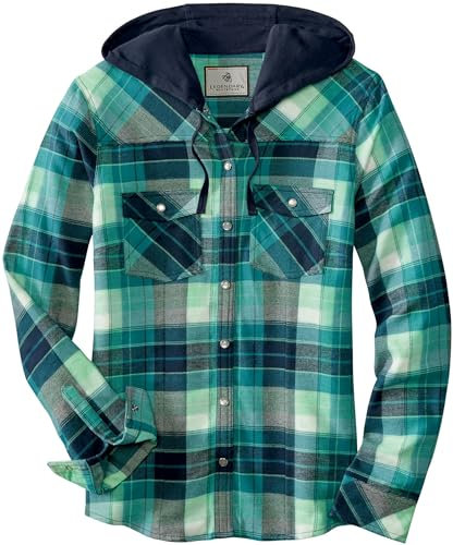 Legendary Whitetails Damen Lumber Jane Flanellhemd mit Kapuze Hemd mit Button-Down-Kragen, Frozen River Plaid, Klein