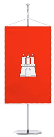 Vispronet® 15 x 25 cm Hamburg Tischbanner Bundesländerfahnen Set ✓ Fahne & Chrom-Ständer ✓ Kordel-Rand