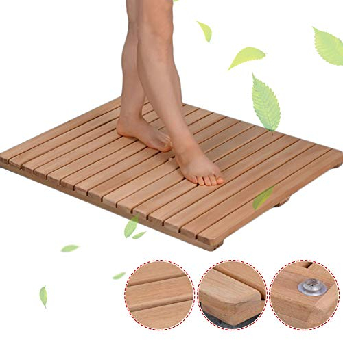 JIAJUAN Natürlich badematte holzmatte Holz Dusche Bad Matte Robust Dauerhaft rutschfest Quadrat Lattenrost Design Fußboden Matten Leicht zu Reinigen (Color : A, Size : 75x100cm)