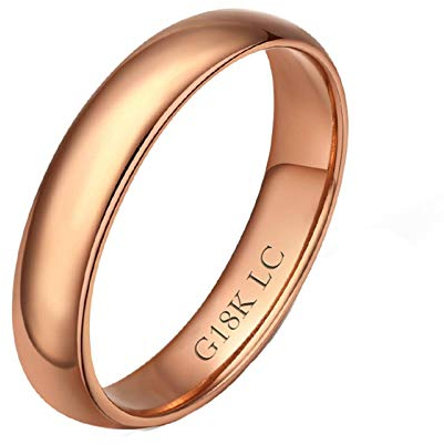 Bishilin Trauringe Gold 750 Poliert Rund Breit 4MM Hochzeit Ringe Eheringe 52 (16.6)