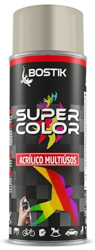Bostik SUPER COLOR GRIS GUIJARRO RAL 7032, Pintura en Spray Acrílica para Uso Profesional y Doméstico, Multiusos, Secado Rápido, Acabado Brillante, Interior y Exterior, Bote 400 ml