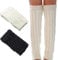 Cyleibe 2 Pairs Leg Warmer for Women, Cable Ankle Warmers, Boots Cuff Warmer Knitted Stretch Knee Socks for Winter - Black/White