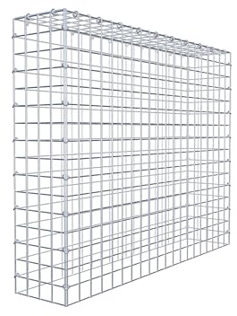 GABIONA Gabione zur Erweiterung (L x H x T cm: 100 × 80 × 20) – Steinkorb aus 4 mm Draht, C-Ring Verschluss mit Gratis-Zange – für Erweiterung in der Höhe, ohne Bodengitter – Gabionenzaun