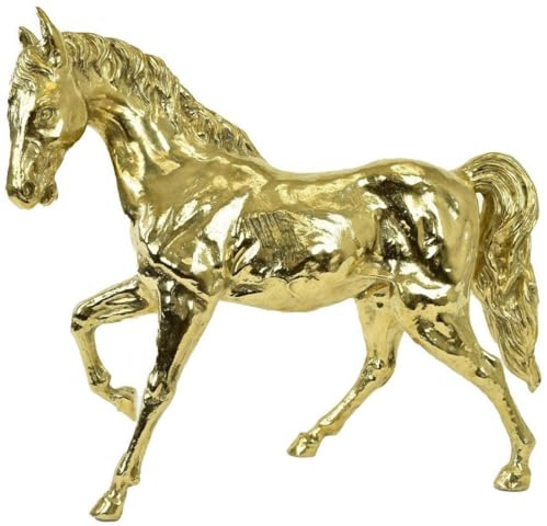 Casa Padrino Luxus Bronzefigur Pferd Gold 80 x 20 x H. 70 cm - Bronze Skulptur - Dekofigur - Deko Accessoires - Luxus Kollektion