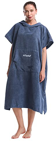 Hiturbo Surf Handtuch Poncho Umziehhilfe - Bath Towel for Herren und Damen,Changing Robe badeponcho Umkleidehilfe Surfen Strand Marineblau