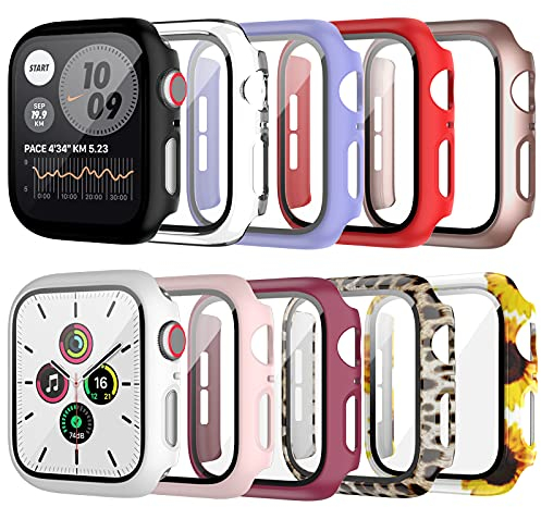JZK 10 piezas de carcasa para Apple Watch 3/2/1 42mm con pantalla de vidrio templado, protección completa HD Ultra Thin Case para iWatch