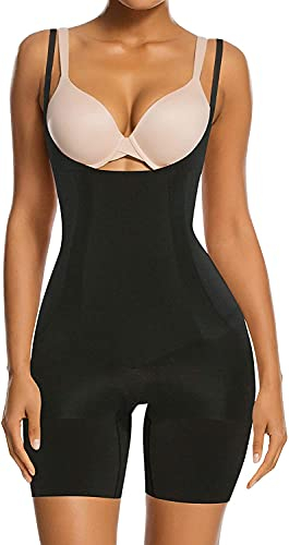 SHAPERX Damen Shapewear Bauchweg Bodysuit Fajas Colombianas Body Shaper Figurformender Formende Abnehmen Shaping Bodysuit, UK-SZ2490293-Black-2XL