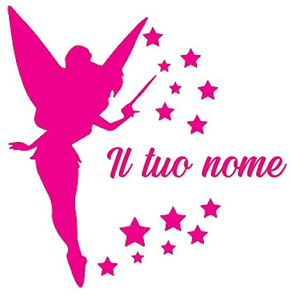 PRS - Wall Sticker personalizzato adesivo Trilly,adesivo trilly personalizzato con nome,sticker da parete per decorazione cameretta bimba e bambino, 50x50 (Fuxia)