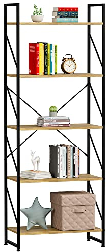 YITAHOME Bücherregal mit 5 Ebenen,Industrielles Standregal Aufbewahrungsregale für Wohnzimmer Bücher Schlafzimmer Büro Küche Zeitschriften,60 x 30 x 158 cm