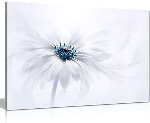 Panther Print Fine Art Prints Daisy Flower Blue Pollen Artistic Framed Canvas Print, Pictures for Home Walls, Bedroom, Living Room & Bathroom Decor 61x41cm (24x16in)