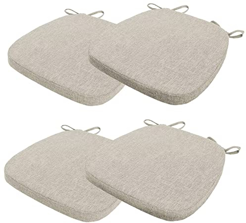 4er Set Stuhlkissen 40x38x3cm mit Bändern,Waschbare Sitzkissen Rutschfest,Stuhlauflage Stuhlpolster Sitzkissen,Abnembar Bezug Mit Reißverschluss,Ideal für Zuhause Büro Küche Esszimmer,Beige grau