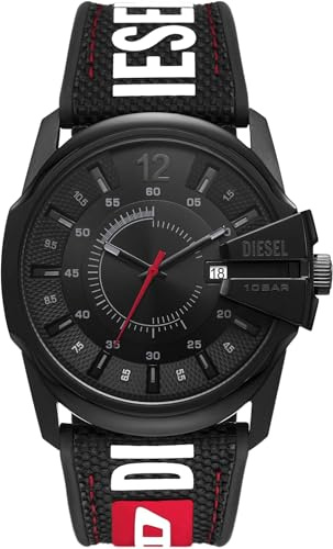 Diesel Master Chief Series Watch for Men, Three Hand Date Movement with Stainless Steel or Leather Strap