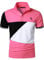 HOOD CREW Polos de sport à manches courtes et col pour homme, rose/blanc, M